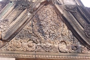 Close up of temple carvings on a door lintel
