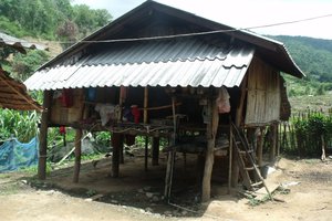 A typical house of the Karen hill tribe