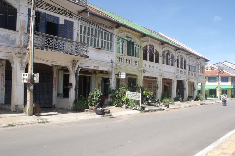 Typical shop houses in Kampot in need of renovation 