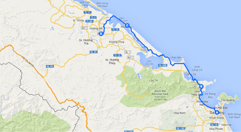 Strecke von Danang nach Hue