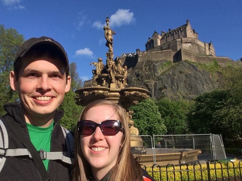Abigail and I in front of Edinburgh Castle