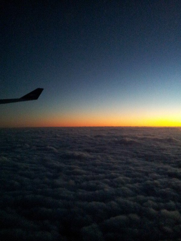 Sunset flying out of Sydney