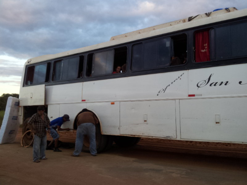 Our bus from San Matias (about 5 hours later, and with a flat)
