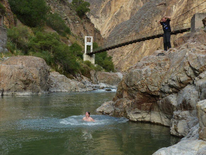 Shane looking on in terror as Tom actually jumps into the freezing river