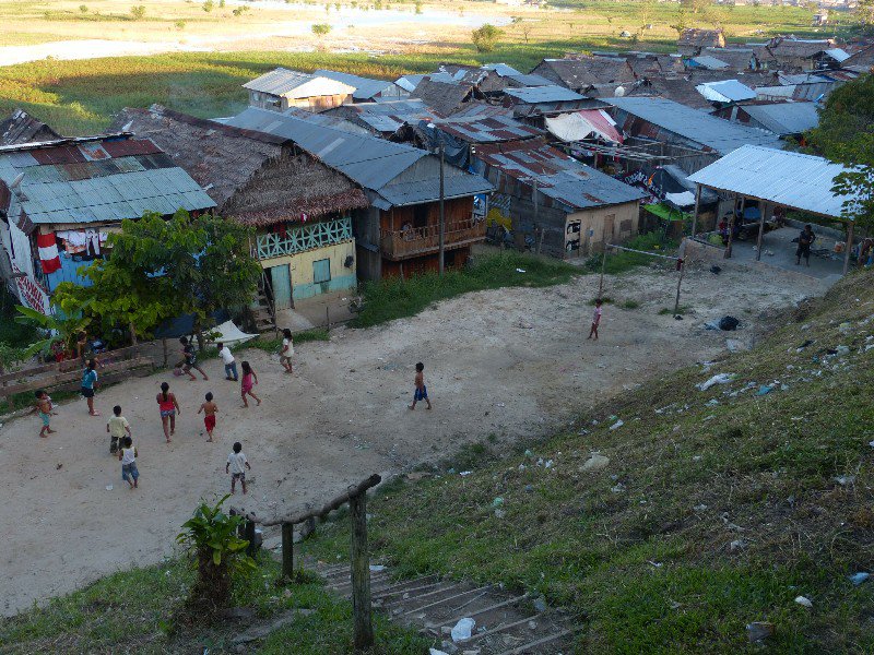 Kids playing football in Iquitos