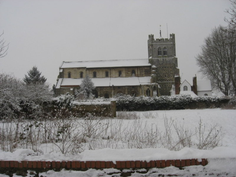WALTHAM ABBEY IN THE SNOW