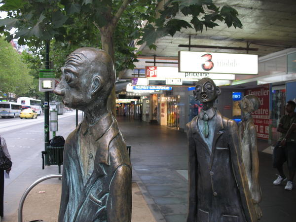 Melbourne statues on Swanston street