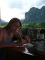 Me on balcony in Vang Vieng - check the scenery!