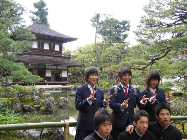 Japanese Students in front of Silver Temple