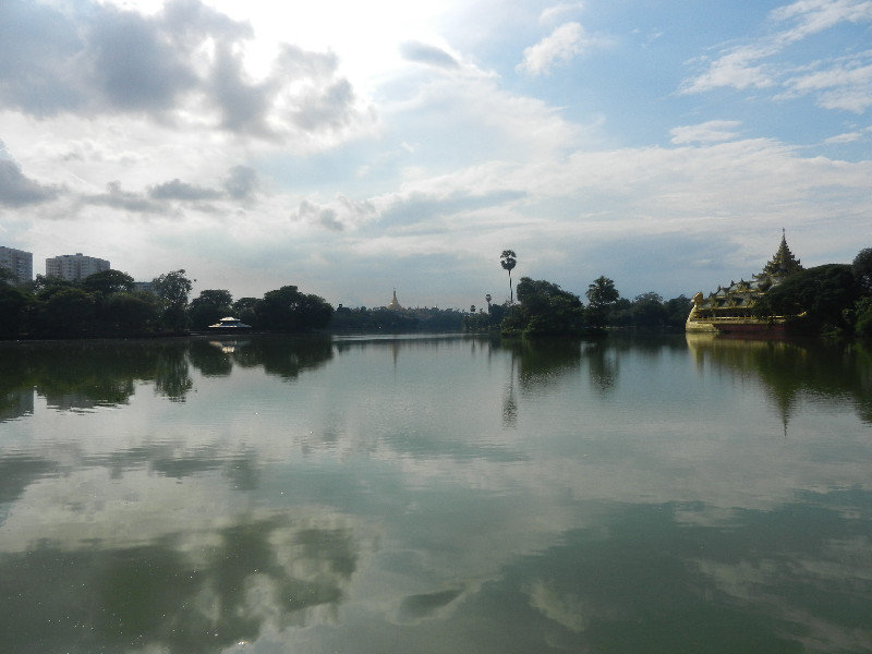 Lake with floating pagoda