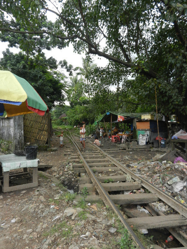 Shacks by the train track