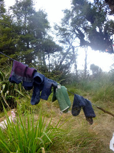  Wet socks because of the river crossings - a try to dry them at the second day ! :D
