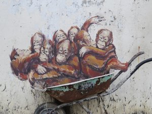 Kuching wall painting (with half a wheelbarrow!)