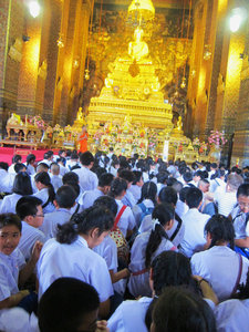 at Wat Pho with hundreds of students