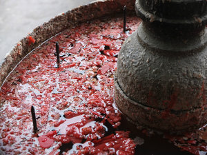 candle wax in a temple