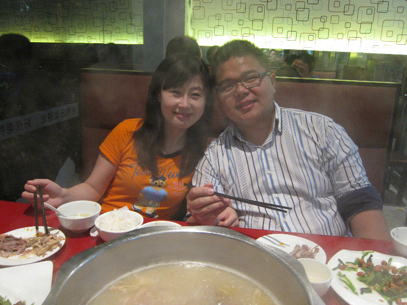Having hot pot with Emily and Aaron (who's from Malaysia)