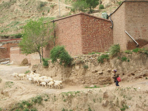 small village in the mountains before Lanzhou