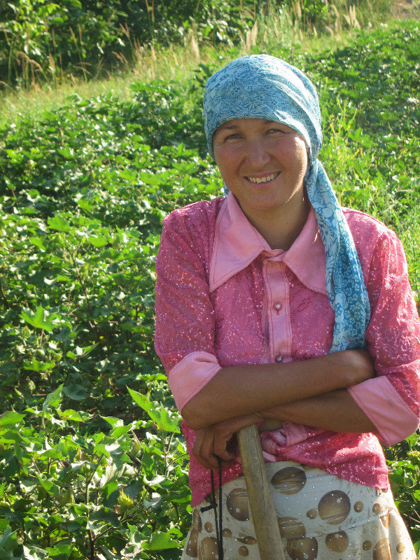 Uyghur farmer outside Akesu