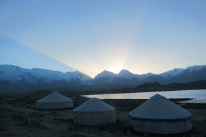 Sun rise on Lake Karakul