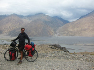 With the Afghan mountains in the background
