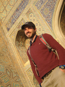 Happy traveler in Samarkand