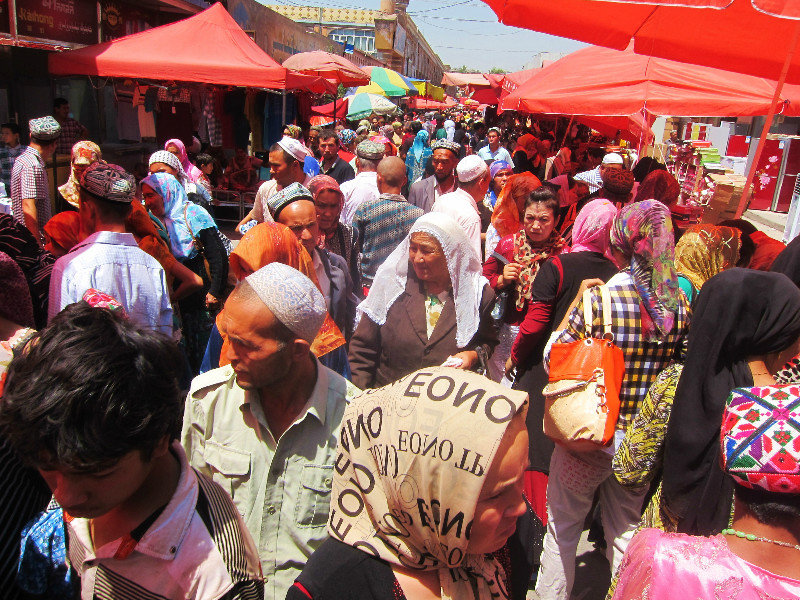 crowded bazaar in Kashgar!