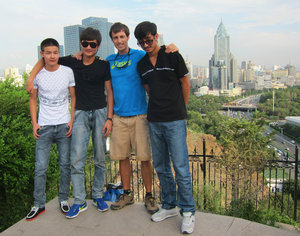 with young Uighur men in Urumqi