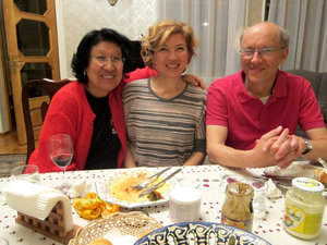 Gulnara, her Mom and Dominique in Tashkent