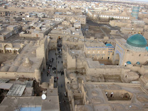 Looking over Khiva from the top of the tallest minaret in Uzbekistan