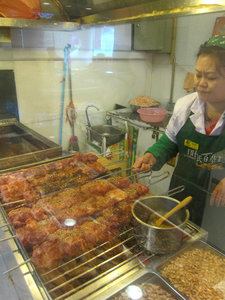 Delicious barbecued pork. The best meat in China is to be found in the north (more grasslands)