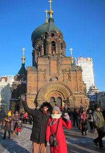 tourists on holidays in Harbin. Cold but happy!