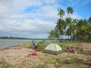 This is where we camped, just by the river that separates Morro from Boipeba