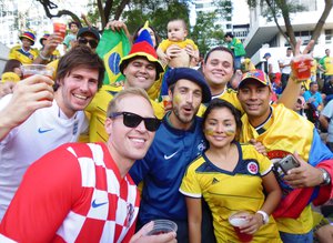Croatian, English, French and Colombian fans... and a Brazilian baby!