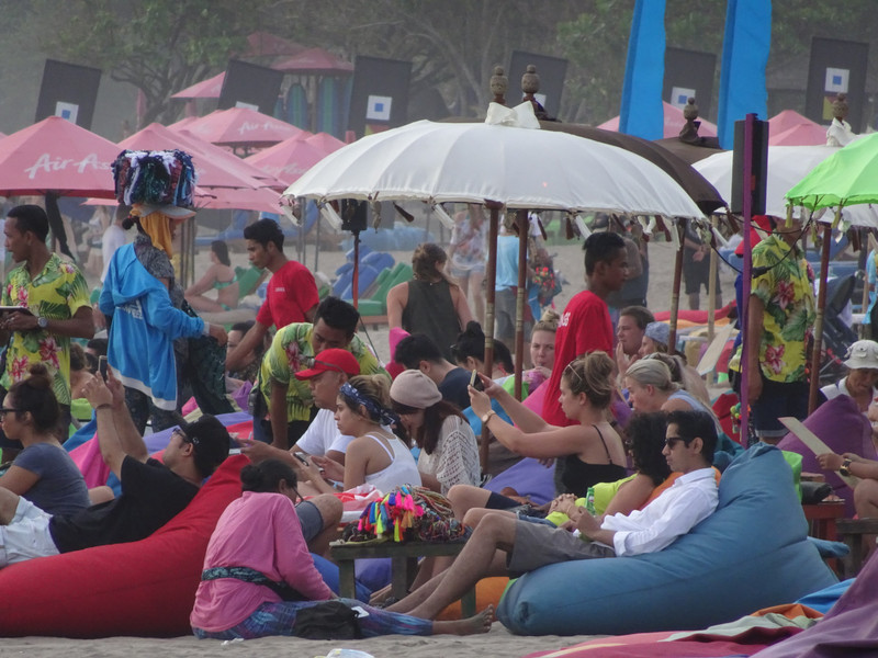 It gets crowded on the beach at Seminyak