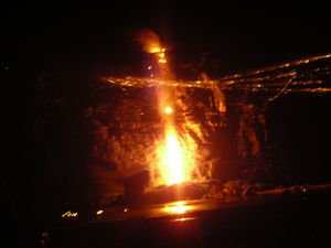 the dropping of the fire bombs off the cliff