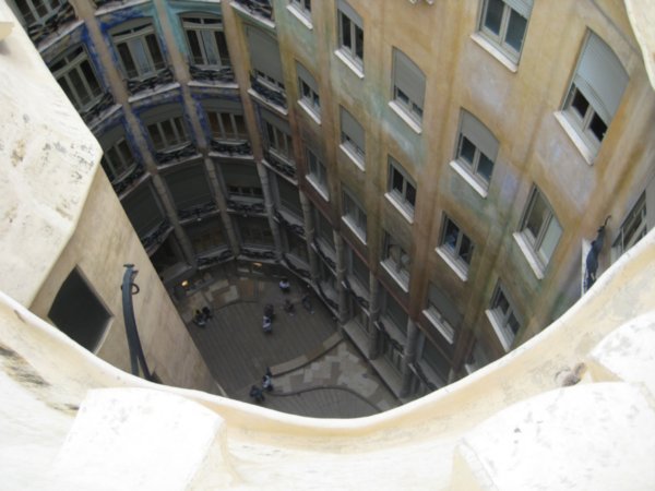 looking down to the courtyard