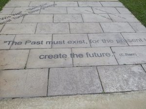 A timely reminder etched into the pavement