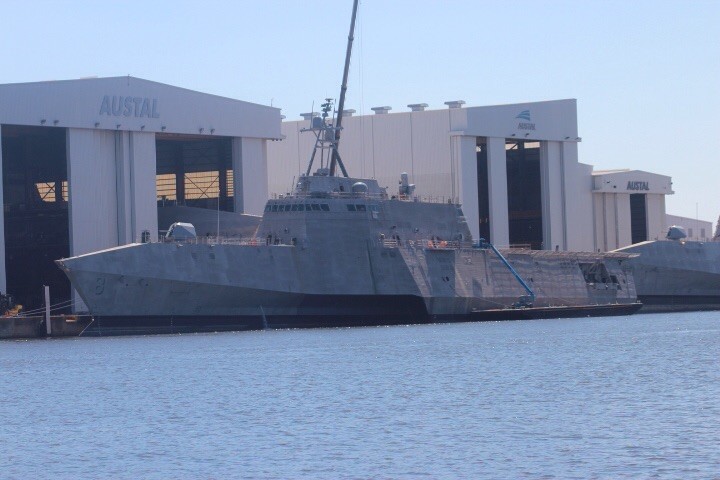 Military ship in The Port of Mobile