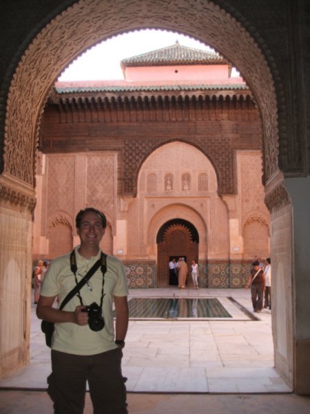 David at the entrance of the Medersa