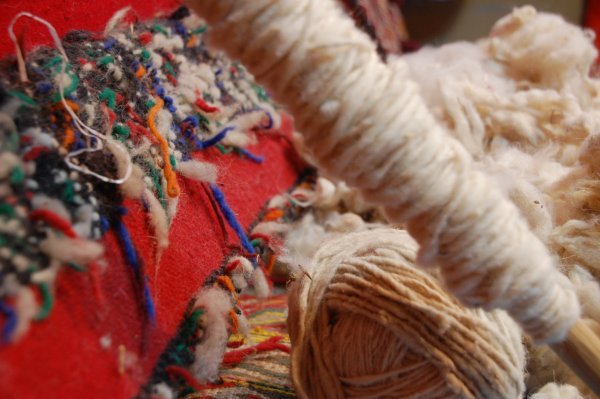 Carpet weaving in process