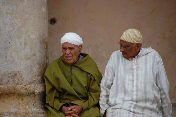 Two men at the Bab Mansour gate