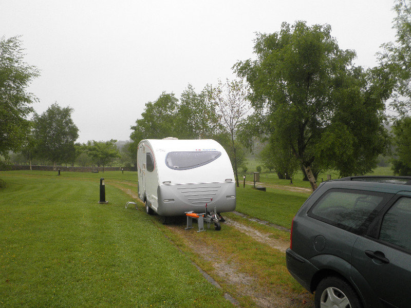 Camped on the road, too wet on the pitch!
