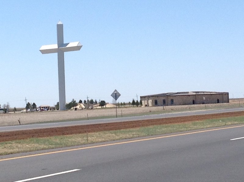 The cross on the highway was huge