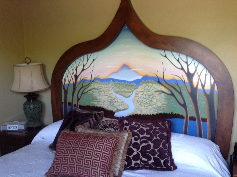 Hand painted headboard in our room