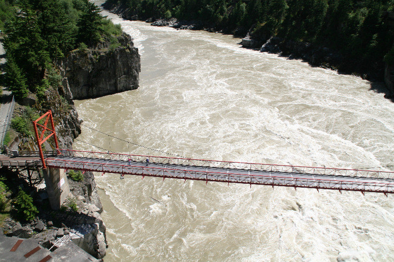 Suspension bridge below