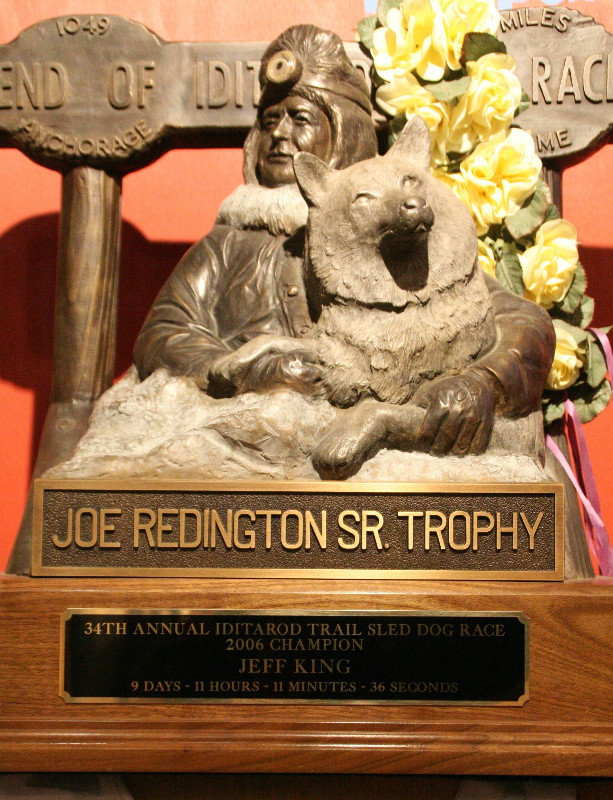 Jeff King's Iditarod trophy