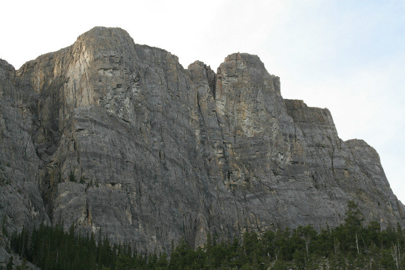 Rock cliffs by lake
