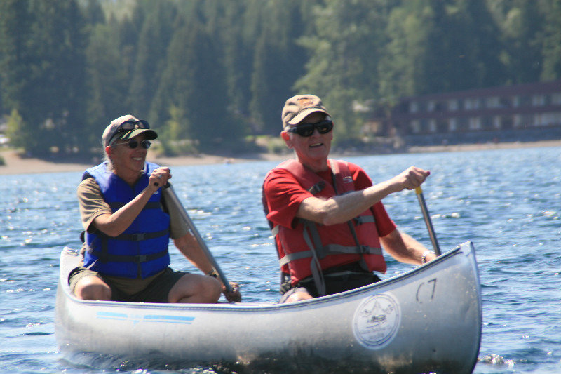 Ron & Carolyn canoeing Lake McDonald