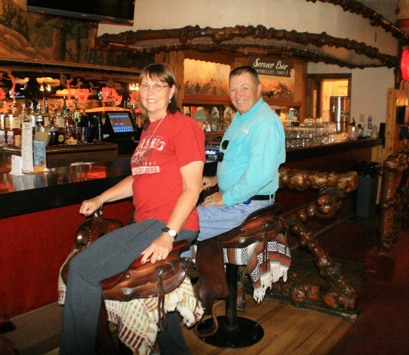 Silver Dollar Saloon - J & C trying out the saddles