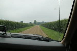 GPS gone wild.  Dirt road in the middle of a corn field...